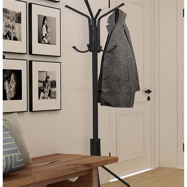  XFXDBT - Perchero de pie redondo de metal, con base redonda, 8  ganchos, estilo minimalista, perchero para árboles, sombreros, abrigos,  abrigos, perchas para salón, pasillo : Hogar y Cocina
