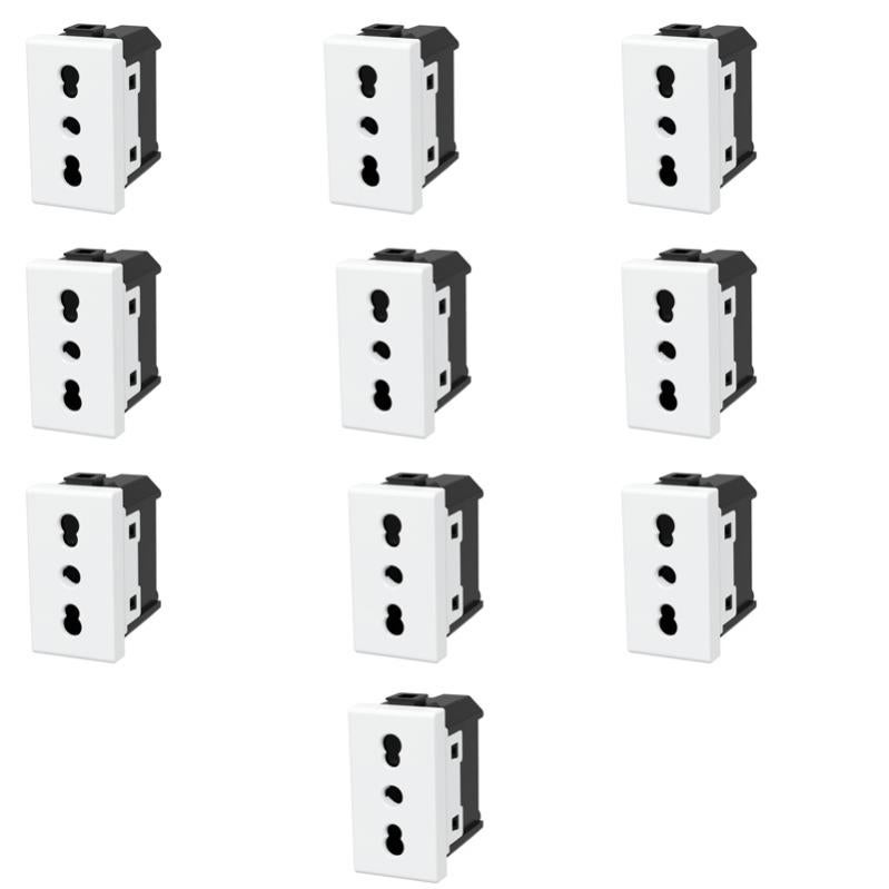 Presa Bipasso Elektronova 10/16A Compatibile Bticino Matix – 4 Pezzi Bianco