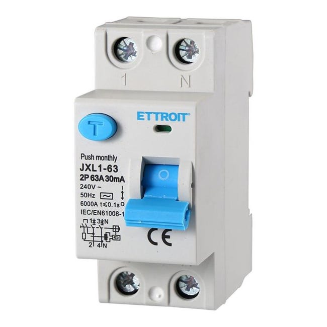 Interrupteur différentiel Bticino 63A 4 pôles 30mA Type B 4 modules G743B63 Interrupteur différentiel Bticino 63A 4 pôles 30mA Type B 4 modules G743B63