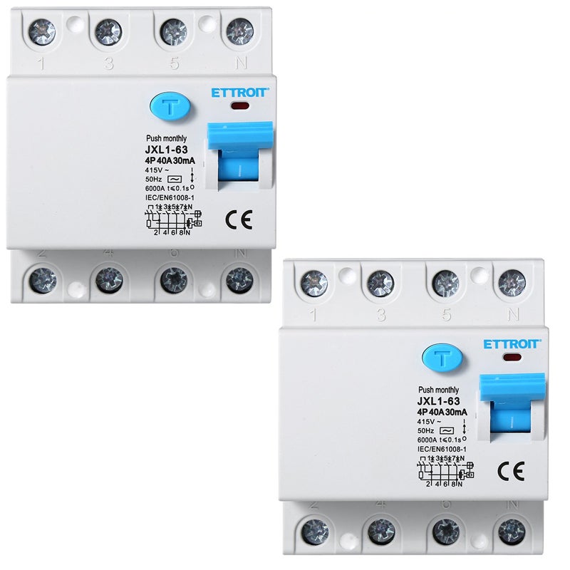 Interruttore Salvavita Differenziale Puro 4P 40A 6kA 30mA 380V 2 Pezzi ...