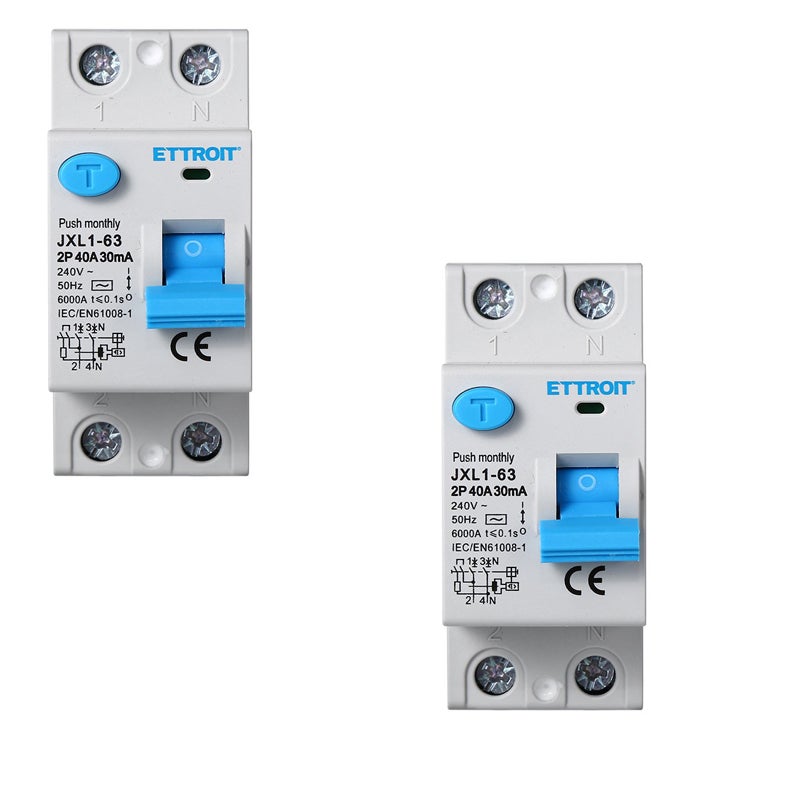 ETTROIT Interruttore Magnetotermico Differenziale 1P+N 40A 4.5kA 30mA 220V  Occupa 2 Moduli DIN