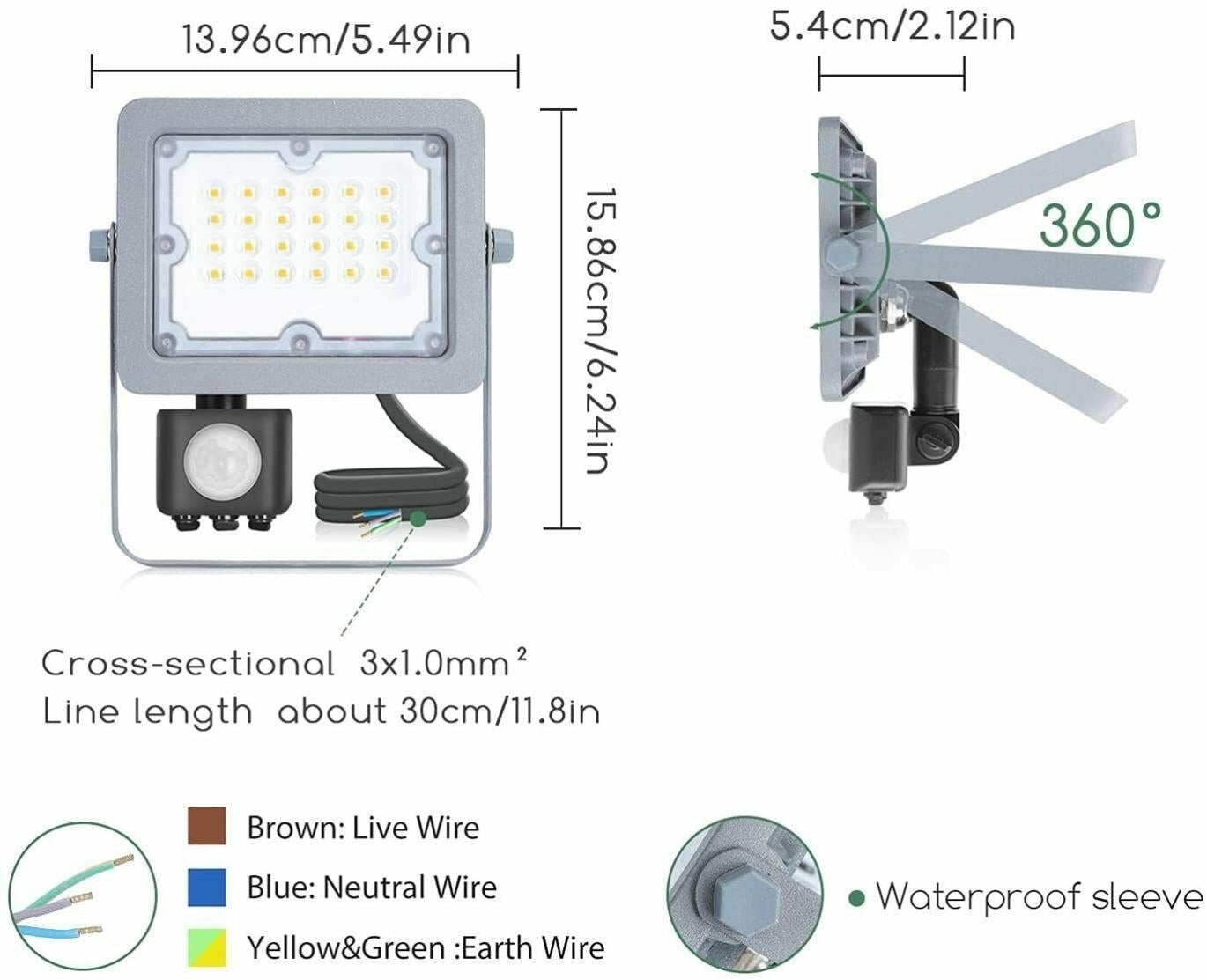 Faro LED 50W Con Sensore Di Movimento E Crepuscolare &ndash; Luce Bianca Fredda, Proiettore Esterno
