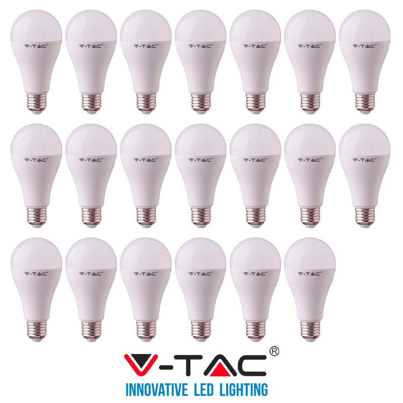 20 LAMPADINE LED V-Tac Bulbo E27 8.5W WATT LAMPADINA LUCE NATURALE