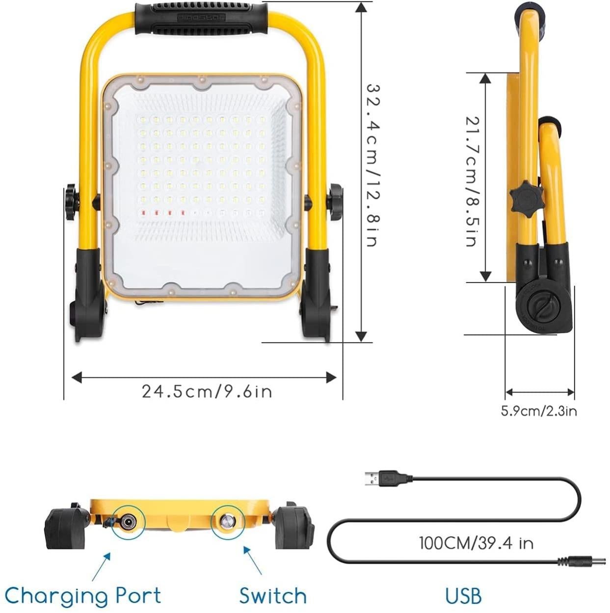 Lampada da lavoro portatile ricaricabile 20W 2500 lumen