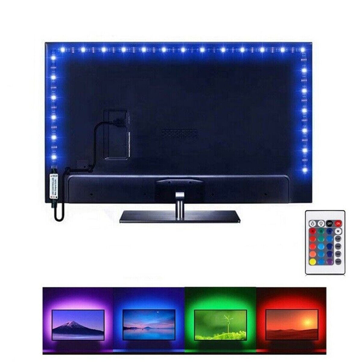 TASMOR USB Striscia LED TV, 2M 5050 LED Retroilluminazione TV Striscia RGB  Multicolor 16 Colori e