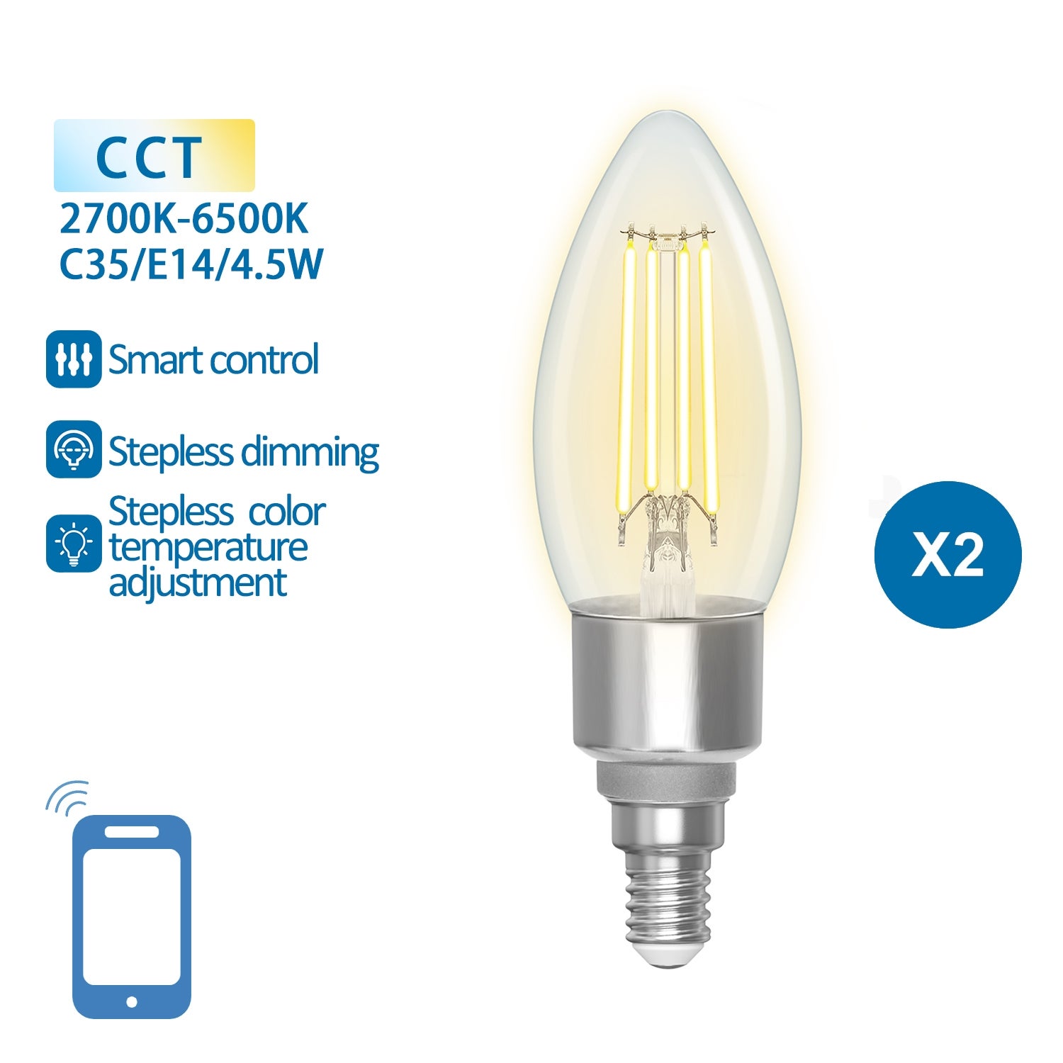 LAMPADINE LAMPADINA LED SMART WIFI E14 G45 4.5 W ALEXA GOOGLE HOME