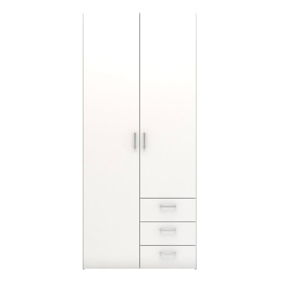 Spell Armoire B 2 Portes Et 3 Tiroirs. Blanc. | Leroy Merlin