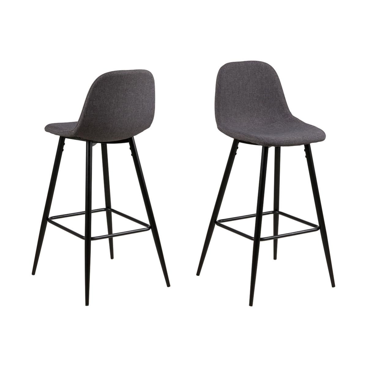 Lot de 2 Tabourets de Bar Gibson avec Pieds et Repose-pieds en Métal