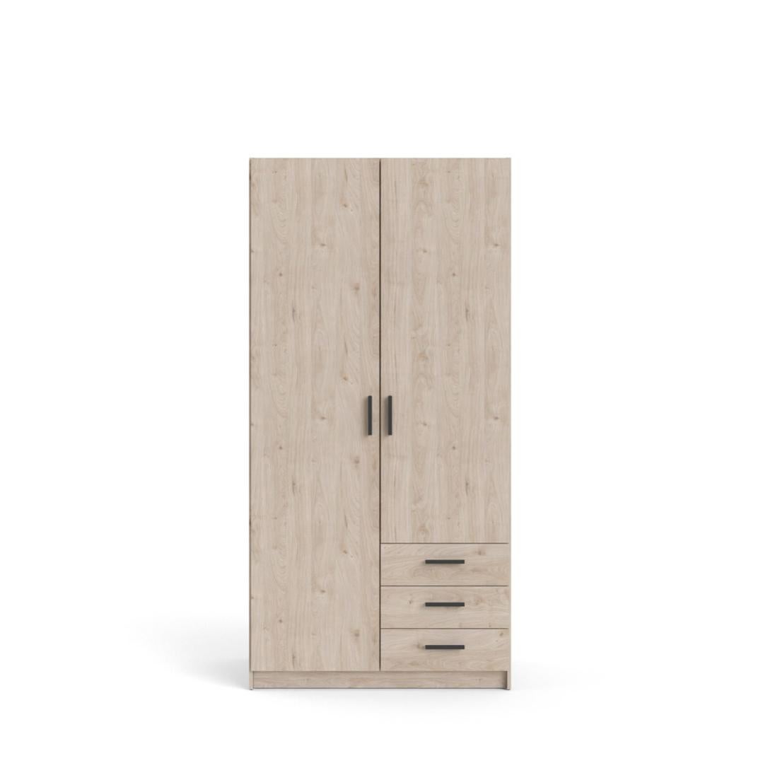 Spell Armoire 2 portes et 3 tiroirs, teinte Hickory. Leroy Merlin