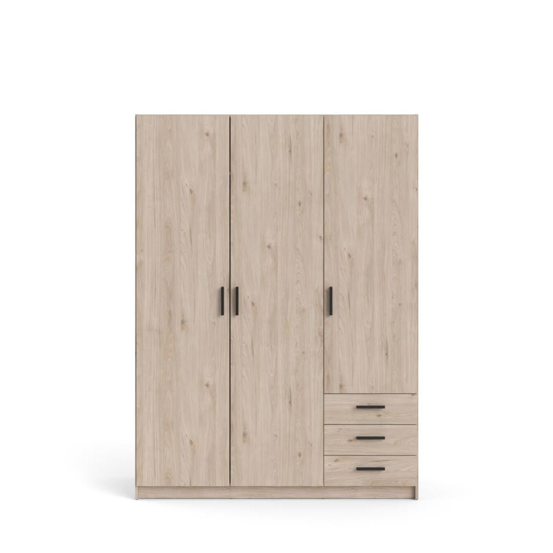 Spell Armoire 3 portes et 3 tiroirs, teinte Hickory. Leroy Merlin