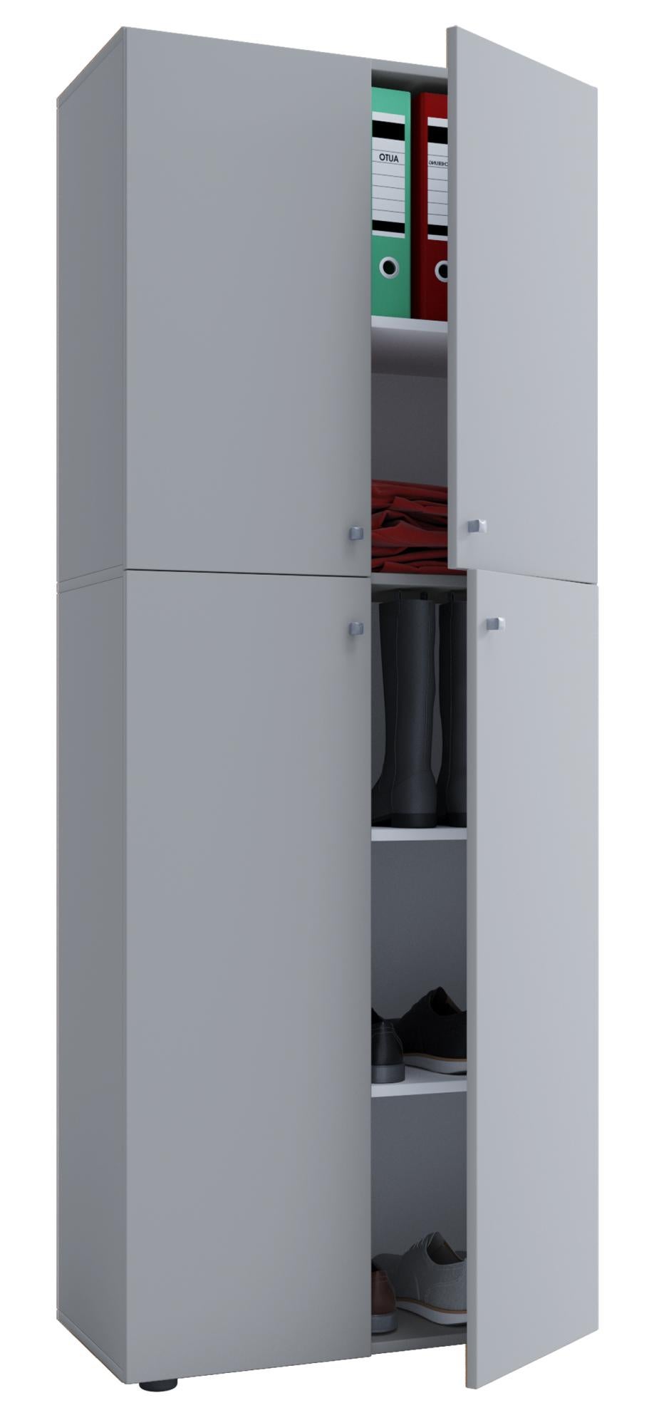Lona Armoire universelle, armoire à habits, 4 portes, gris. Leroy Merlin