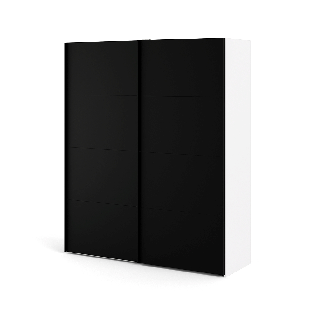 Firenze Armoire porte coulissante avec 2 portes, blanc/noir mat