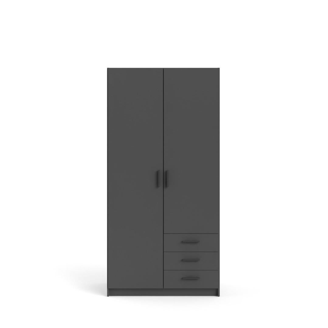 Spell Armoire 2 portes et 3 tiroirs, gris mat. Leroy Merlin