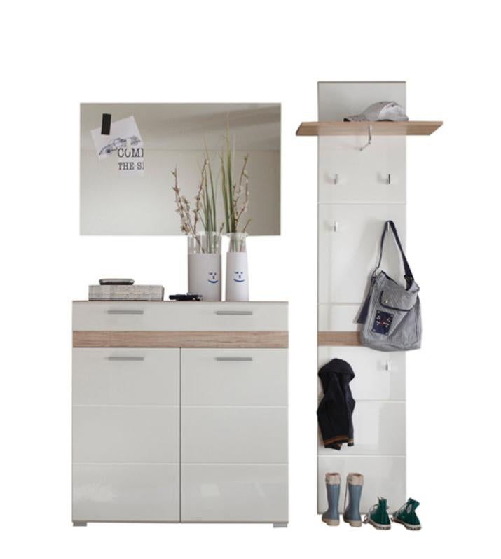 Seto Meubles d'entrée et vestiaire D, finition chêne clair, blanc