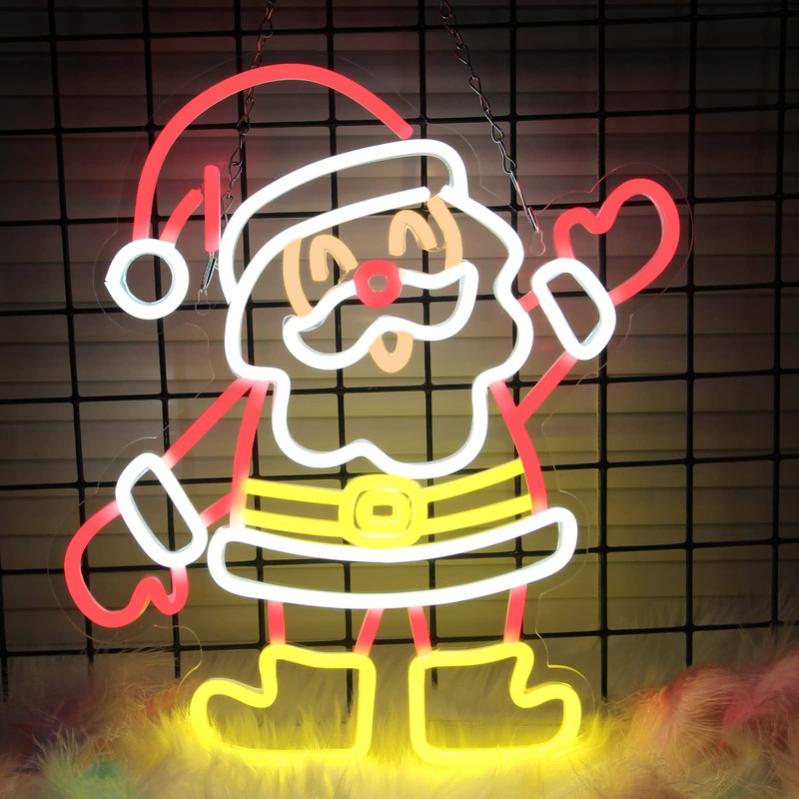 Père Noël Néon LED, Noël avec interrupteur alimenté par USB pour