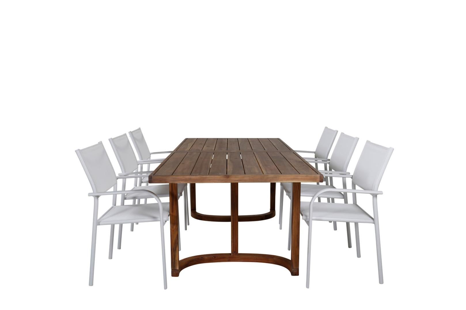 Erica Ensemble de table et chaises de jardin, table 100x214cm et 6