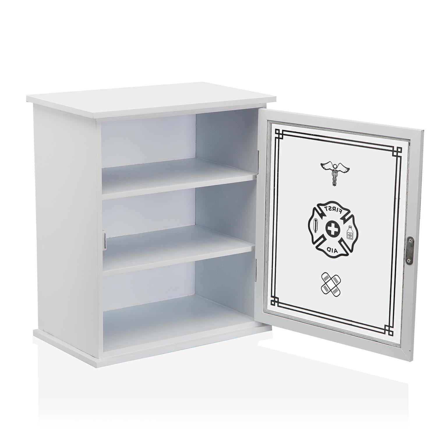 Piccolo Armadietto Portamedicinali Da Bagno Con Ante, Da Parete, Ripiani Regolabili, Colore Bianco, Ideale Per Sopra WC O Lavanderia, Organizer Salvaspazio