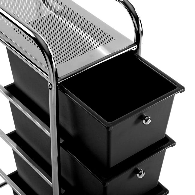 Carrello nero da bagno 4 cestini con ruote slim salvaspazio carrellino porta  oggetti scaffale per casa cucina