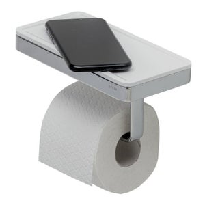 Porte Papier Toilette, Support Papier Rouleau sans Percage Derouleur Papier  WC,Distributeur Papier avec Tablette, Colle