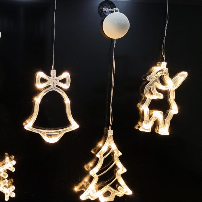 Guirlande lumineuse LED pour rideau de fenêtre, guirlande lumineuse LED  pour sapin de Noël, clochette, élan, éclairage de festival étanche pour  jardin