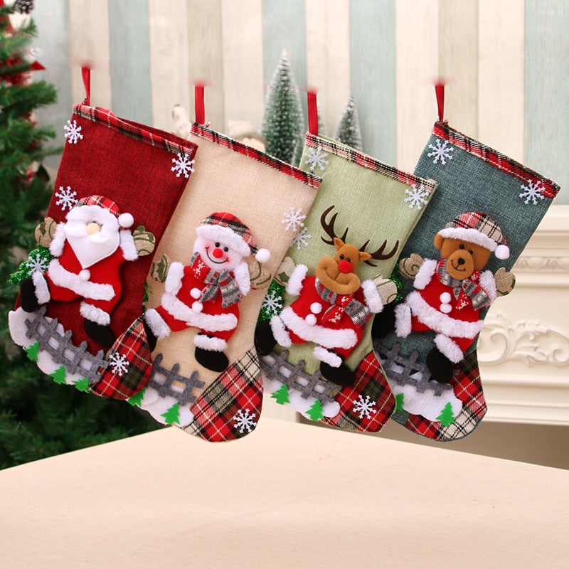 Lot de 4 grandes chaussettes de Chaussettes de Noël à remplir, chaussettes  de Noël