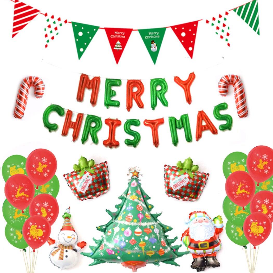 Kit de décoration de ballons de Noël, bannière Joyeux Noël, ballons en  aluminium du Père Noël, 16 pièces décoration de ballon de Noël rouge vert  décor