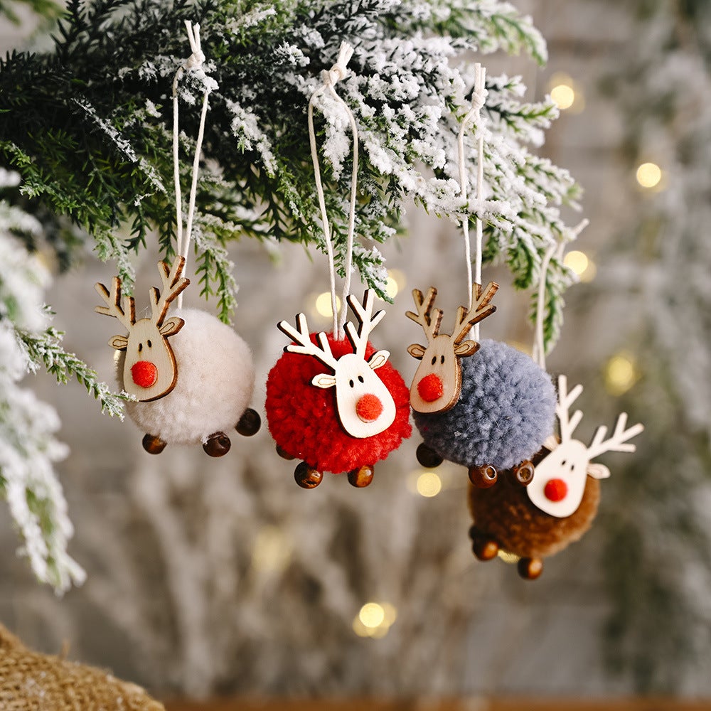 Rennes de Noël en bois décoré - 8 pièces - Déco en bois peints - 10 Doigts