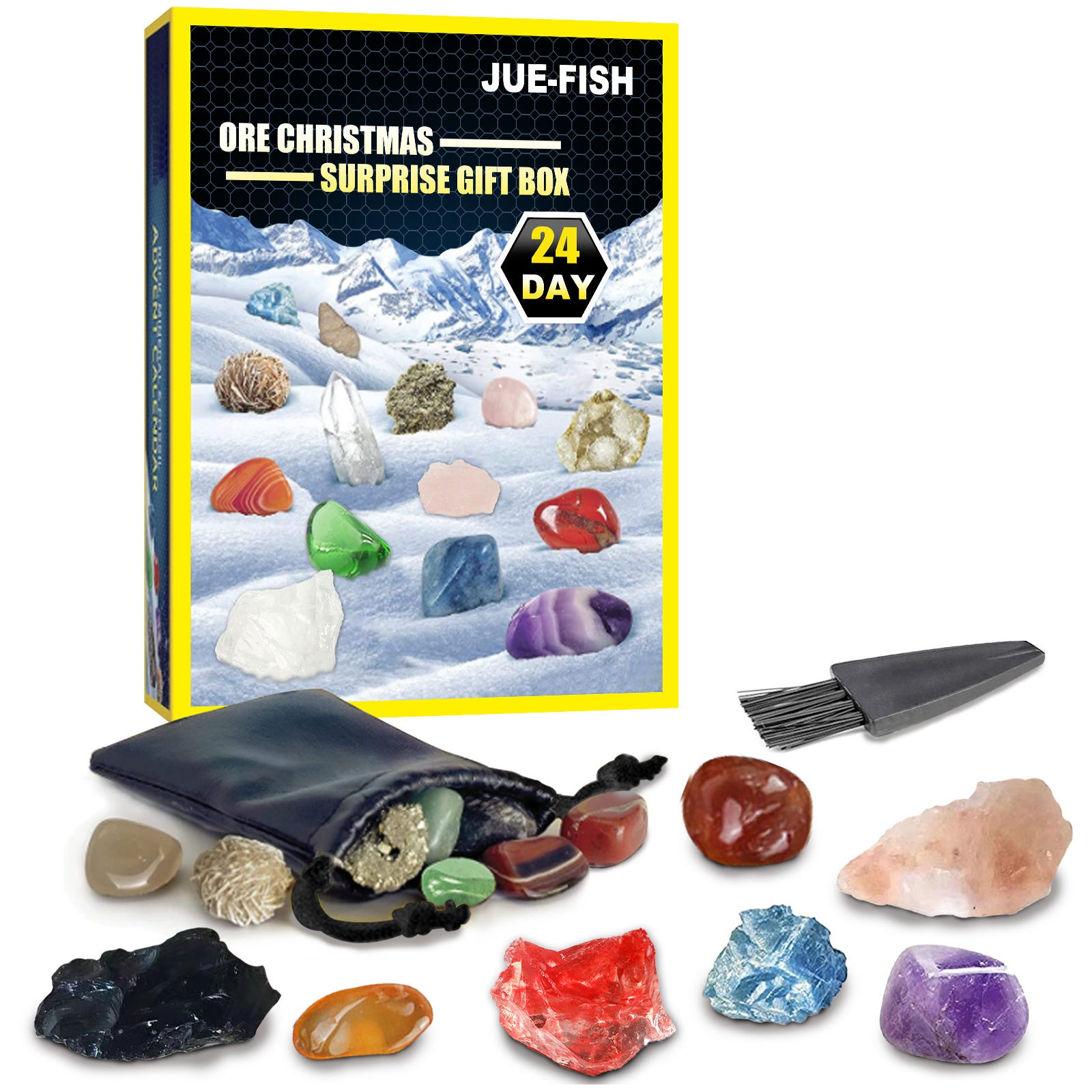 Rock Collection Calendrier de lAvent pour enfants avec 24 pierres  précieuses, minéraux et fossiles, compte à rebours de Noël