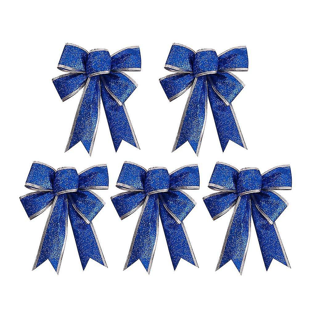 Cadeau de nœud de ruban étincelant de Noël, décoration d'arbre de Noël (bleu, 5 pièces)  Leroy 