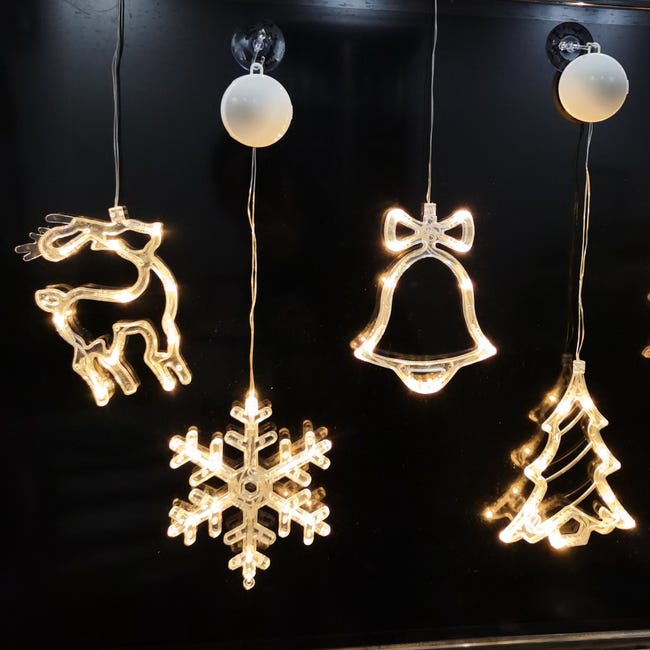 Guirlande lumineuse LED pour rideau de fenêtre, guirlande lumineuse LED  pour sapin de Noël, clochette, élan, éclairage de festival étanche pour  jardin