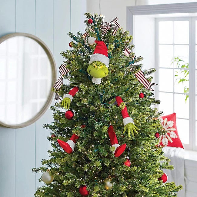 Grinch – décoration d'arbre de noël, tête d'elfe, bras et jambes pour arbre  de noël, ornements de sommet d'arbre en peluche d'elfe de noël volé