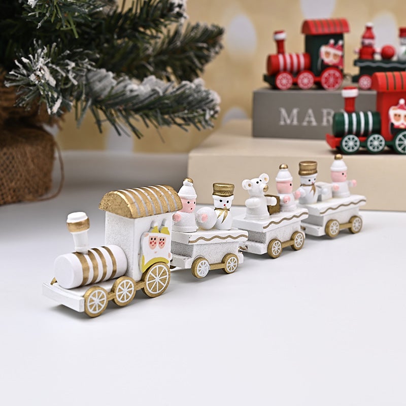 Mini Train en bois de décoration de noël, 2 pièces, Design de couleurs  vives, cadeau pour amis, jouets pour enfants, décor de maternelle