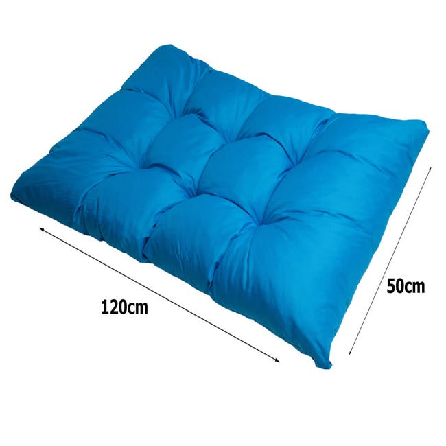 Cuscino per pallet 120x50 blu, cuscini per divani, cuscini per panche,  cuscini da pavimento grandi, cuscini da pavimento per bambini