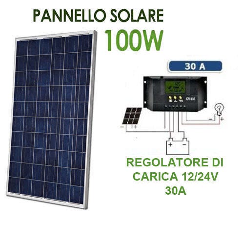 Pannello Solare Fotovoltaico 200W 12V Camper Barca Giardino impianto Baita