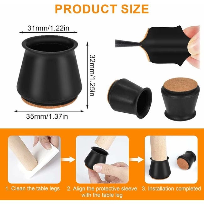 24 Pices Chaise Casquettes 25mm-30mm Protection Pied De Patin Chaise  Silicone Protection Plaquettes De Pieds De Meubles Chaise Jambe Caches  Protecteur
