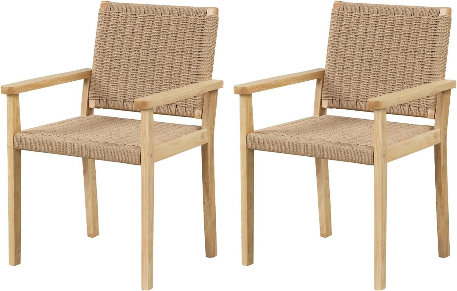 Ensemble de 2 Chaises de Jardin avec Cadre en Bois Massif, Chaises de