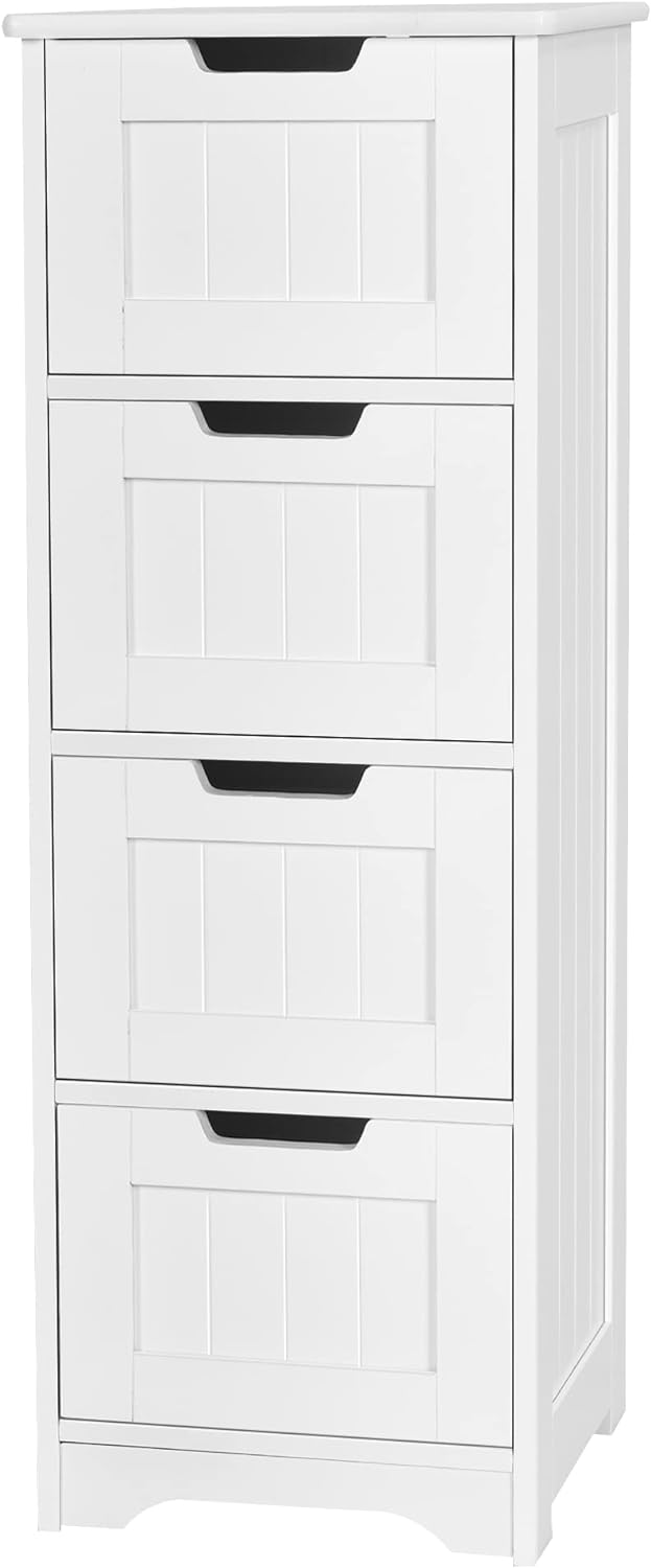 Meuble de Rangement Moderne Commode Armoire, 4 Tiroirs, 82 x 55 x 30 cm, Blanc