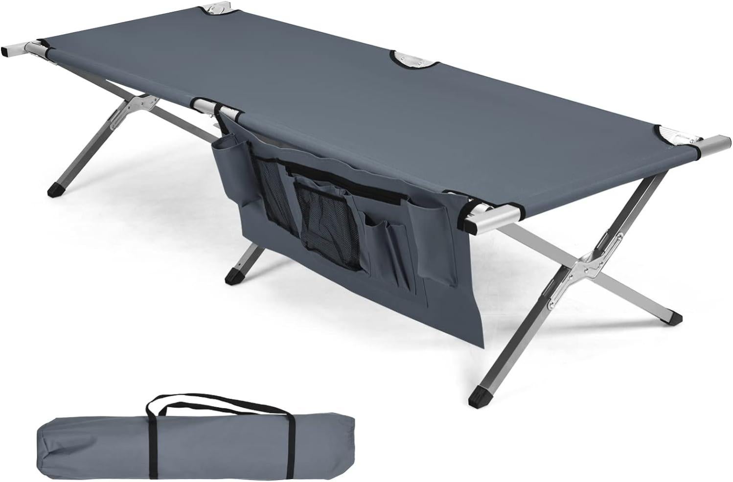 Lit de Camp Pliant Portable 190x73x42CM avec Poches Latérales et Sac de ...