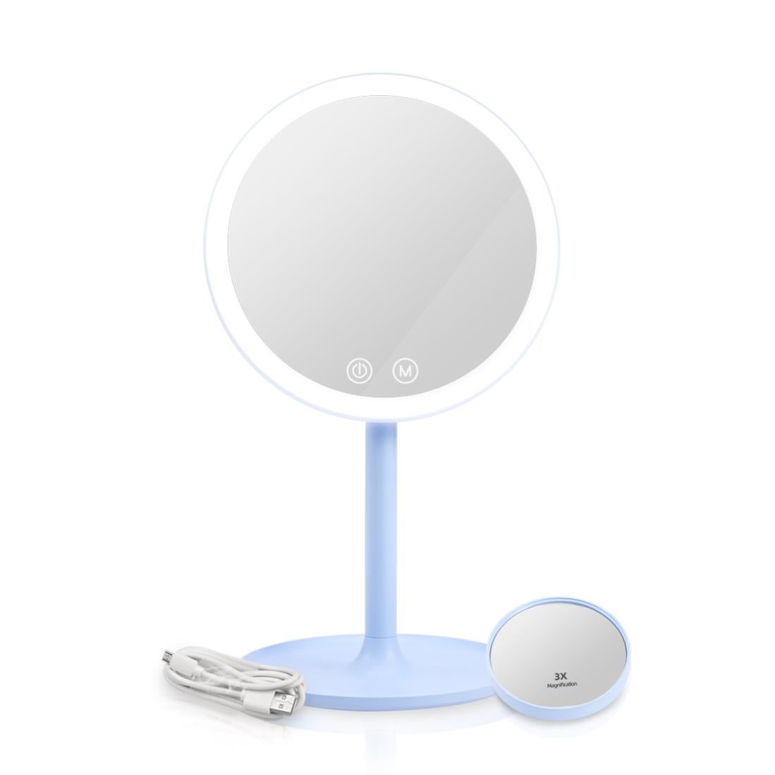 Lusso Specchio Per Il Trucco Con Ingrandimento 10x / 1x Con Luci A LED Lights Double Side Round Crystal Glass Standing Mirror Gold Finish M2208dj 32820250495 Sale 2