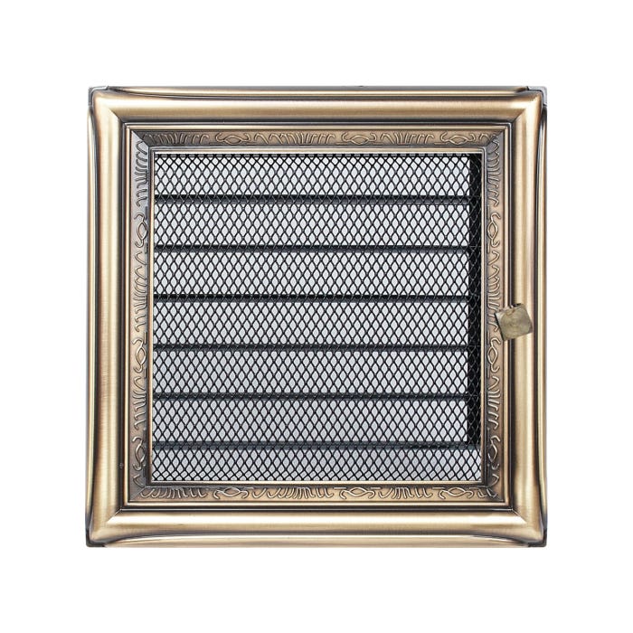 Griglia retinata con serranda regolabile per canalizzazione aria-Gold  rustico-17 x 17 cm