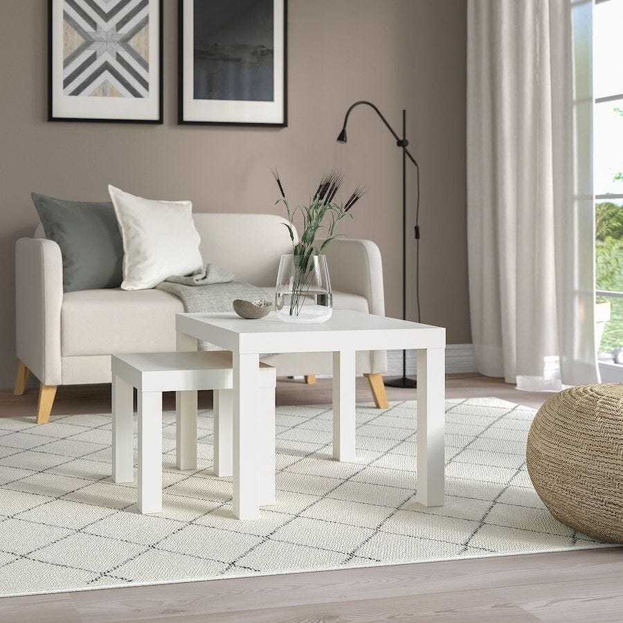 Tavolino basso da salotto tavolo centrale da divano Caffe quadrato con  gambe design minimal 45X45X45 BIANCO