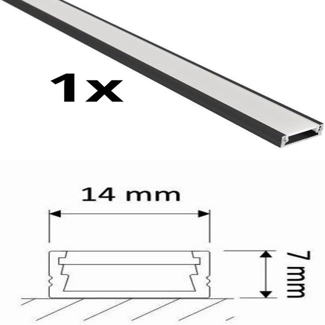 Perfil de aluminio para tira LED, Pack de 5 canaletas de 1 metro