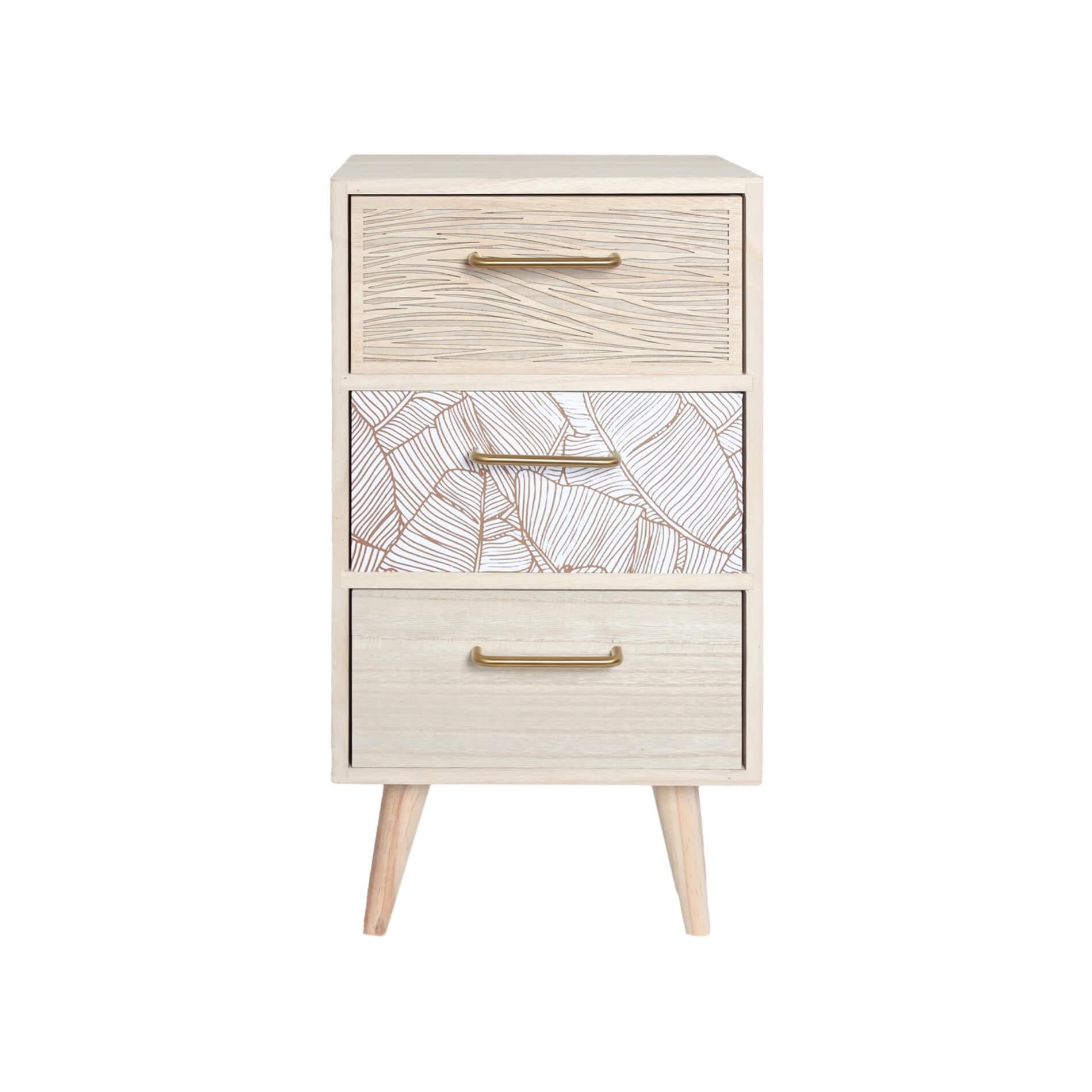 Credenza KUTA53 nera 3 cassetti e anta effetto rafia