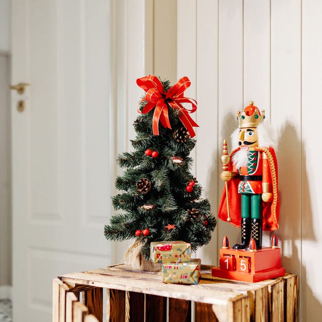 Creative Home Albero di Natale Artificiale Rosso, Albero di Natale Piccolo  40cm, Decorazioni Natalizie per Tavolo, Albero Natale gia Addobbato
