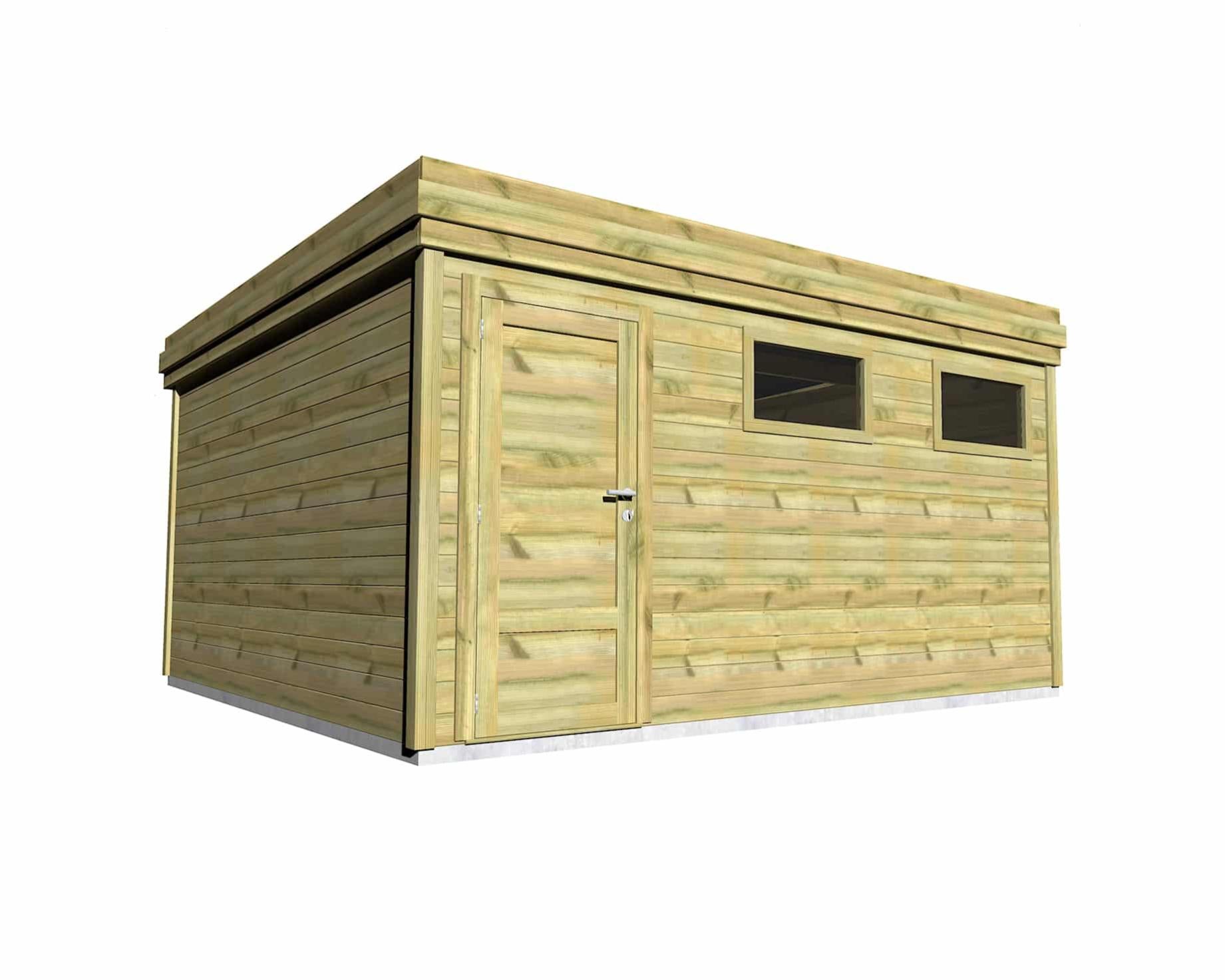 ABRI DE JARDIN bois • Pin autoclave 27mm • 4,2x4,2m soit 18m2 •Porte