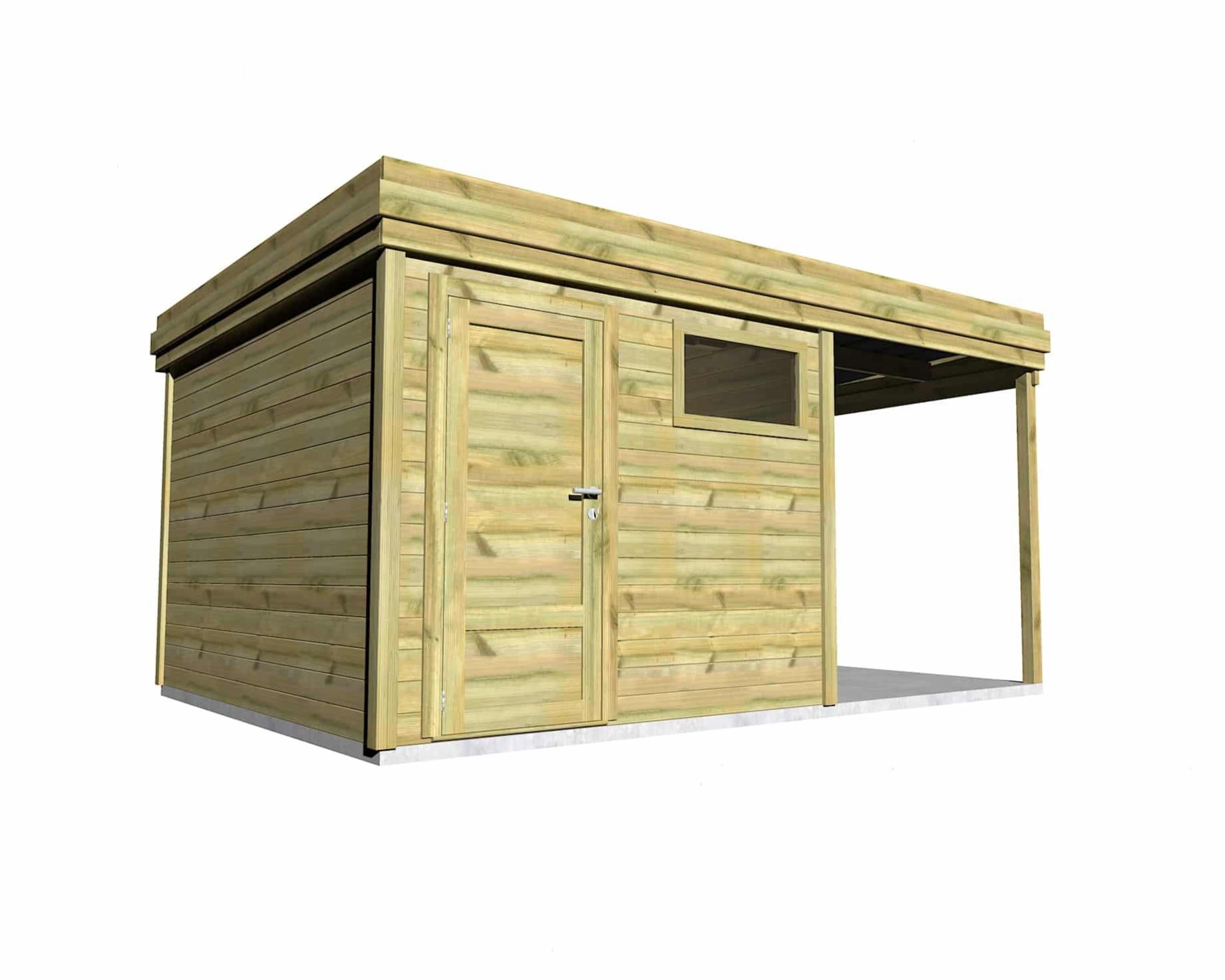 PROMO • ABRI DE JARDIN bois • Pin autoclave 27mm • 4,5x3,3m soit 15m2