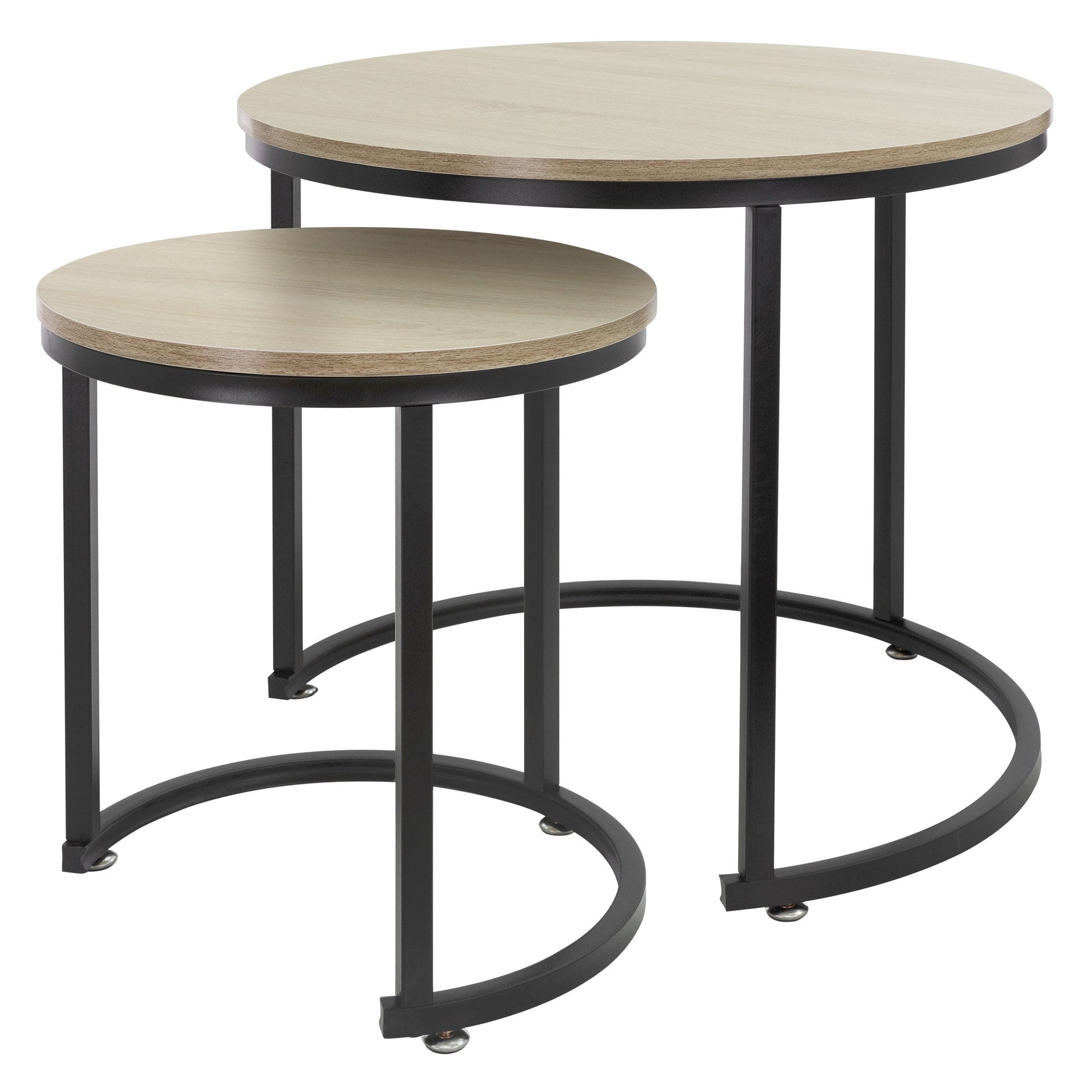 Set 2 tables d'appoint de salon tables gigognes en chêne sonoma 60x52 ...