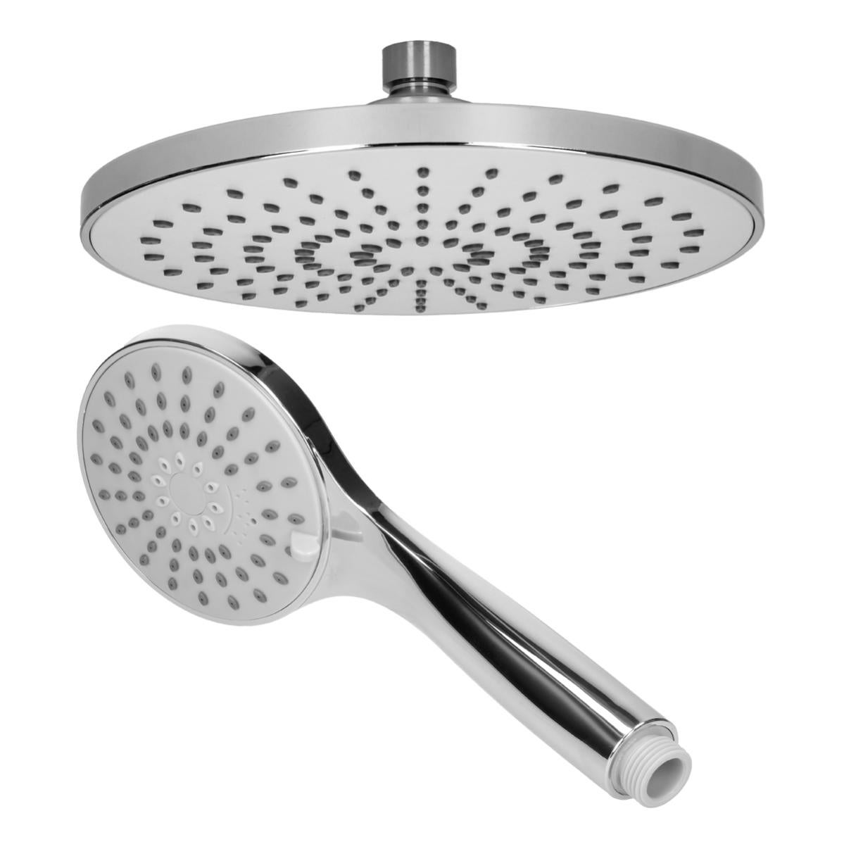 Set tête de douche avec pommeau de douche round gris avec buses anti
