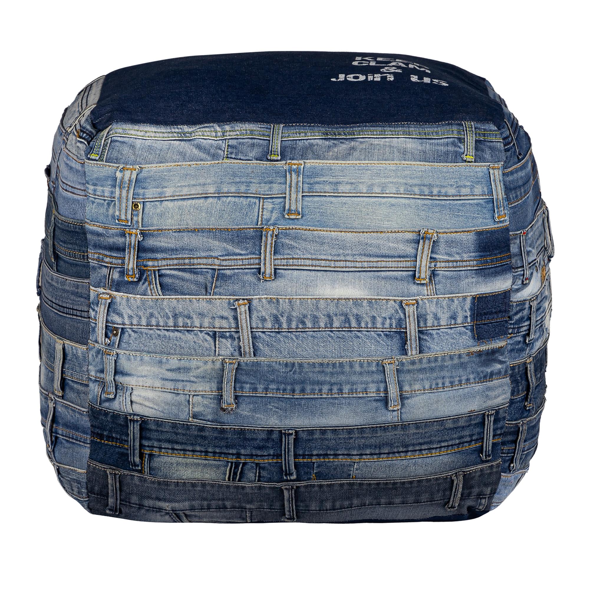 Womo-design Sgabello A Seduta Quadrata Blu, 45x45x45 Cm, In Jeans Con  Imbottitura In Cotone | Leroy Merlin