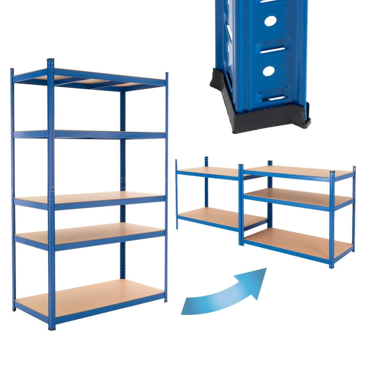 Opbergrek met 5 legborden | Staal/MDF | 100 x 60 x 200 cm | Blauw Opbergrek met 5 legborden | Staal/MDF | 100 x 60 x 200 cm | Blauw